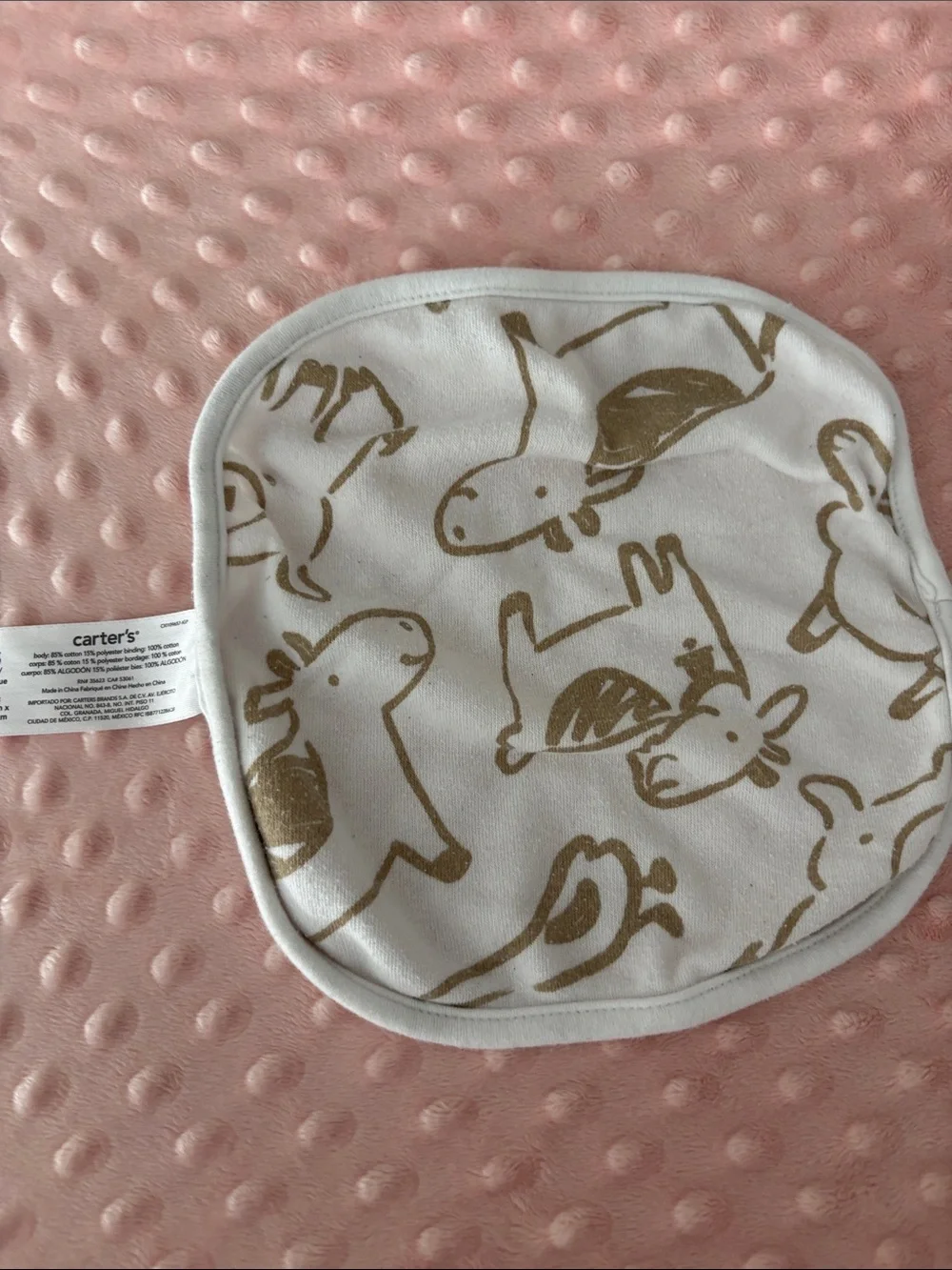 Carter's Neutral Tan & White Baby Washcloths
